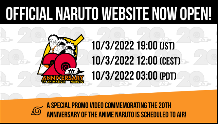 Naruto celebra 20º aniversário do anime com vídeo promocional